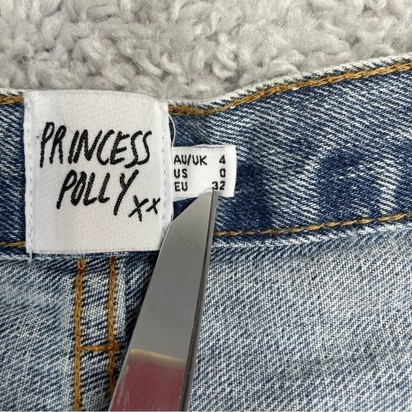 Princess Polly Jeans Womens 0 High Rise Casual Light Acid Wash Denim Grunge - Picture 4 of 6